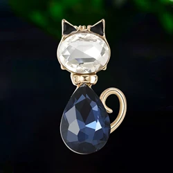 Rhinestone Cat Brooches for Women Unisex Animal Pins Event Party Backpack Decoration Clothes Accessories