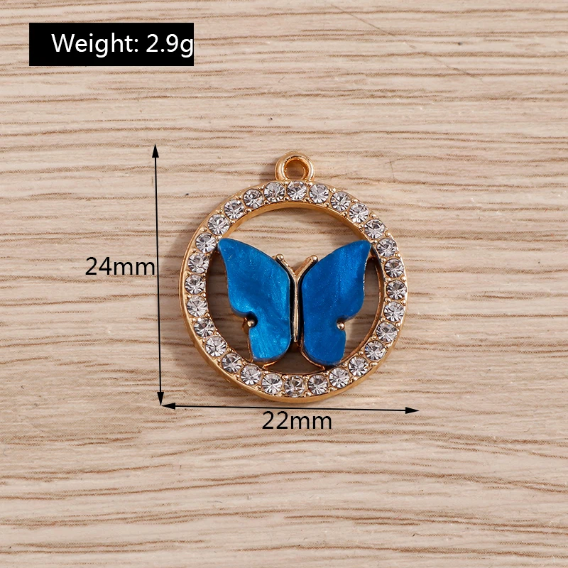 10 Stück 22 x 24 mm niedliche Kristall-Schmetterlings-Anhänger für die Schmuckherstellung, Tropfenohrringe, Halsketten, Armbänder, DIY-Bastelzubehör – Detail 1