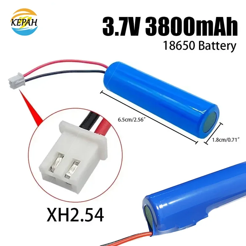 

3.7V lithium ion rechargeable battery 3800MAH 18650 with replacement socket, emergency lighting xh2.54 line