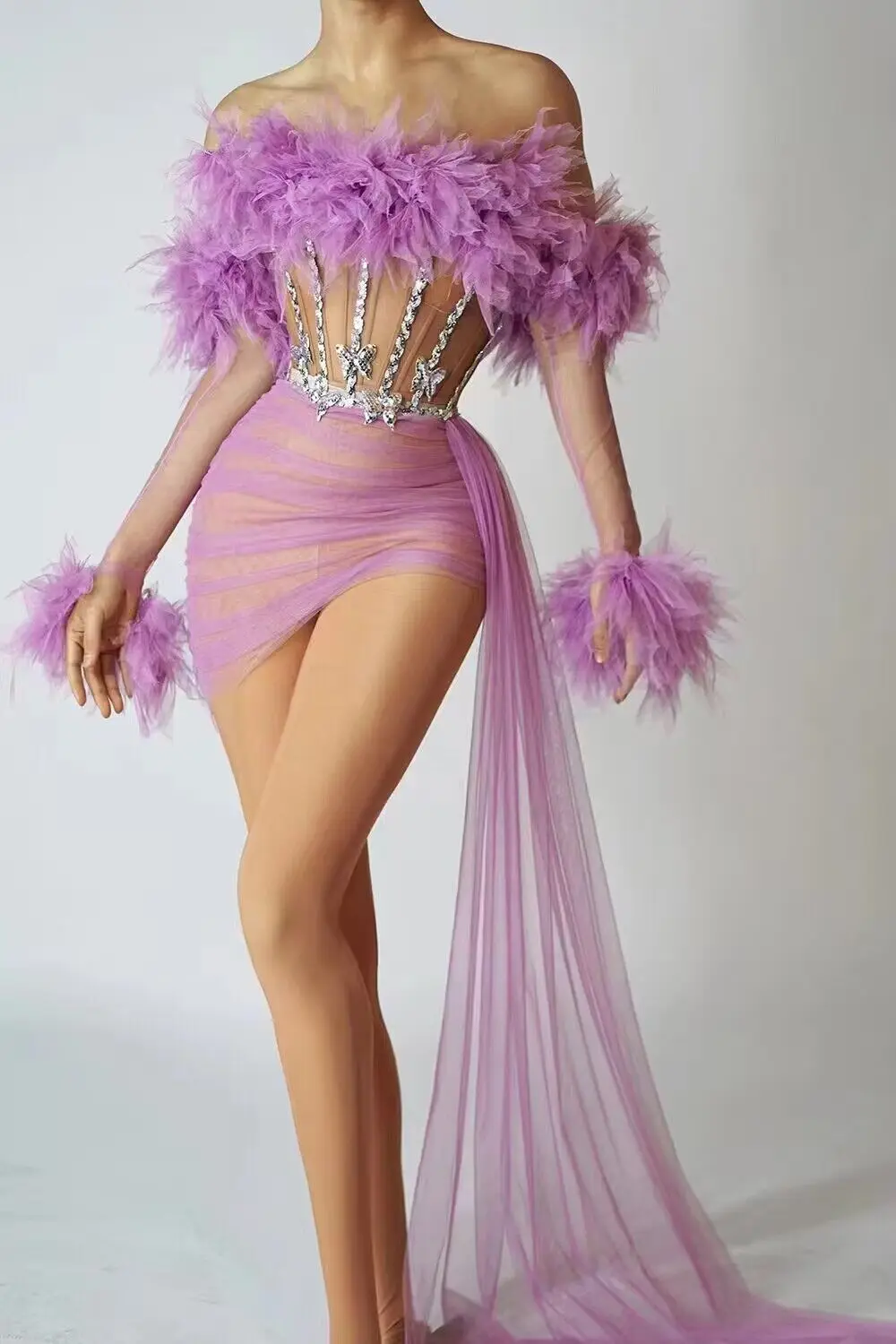 Xinshenlv-Robe de Bal Courte à Paillettes avec Traîne Latérale pour Femme, Décoration Papillon, Zones Ecoming, Quelle que soit la Couleur Vert Menthe, 2024