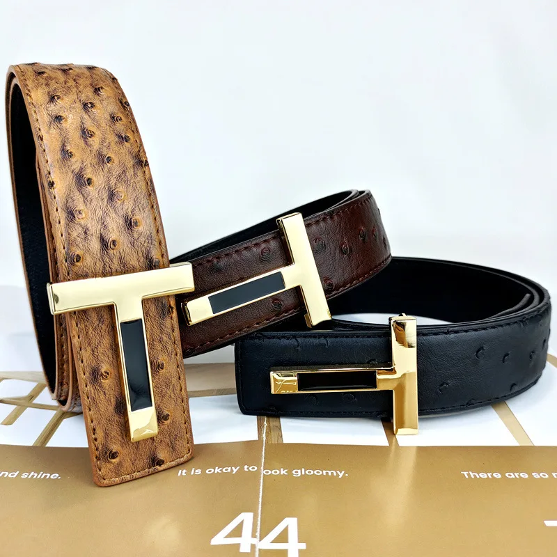 

Мужской модный ремень с надписью T из натуральной кожи, деловая индивидуальная одежда, аксессуары, новый универсальный превосходный ремень 3,8 см