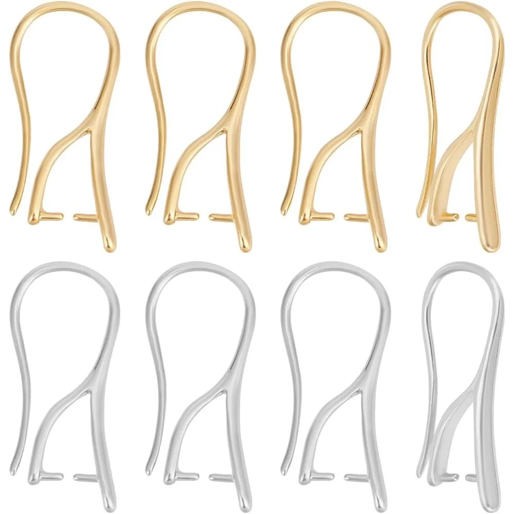 32Pcs 2 Styles Ear Wire with Pinch Bails 14K Gold & Platinum Plated Brass Earring Findings Clasp Wire Earring Hooks making kit