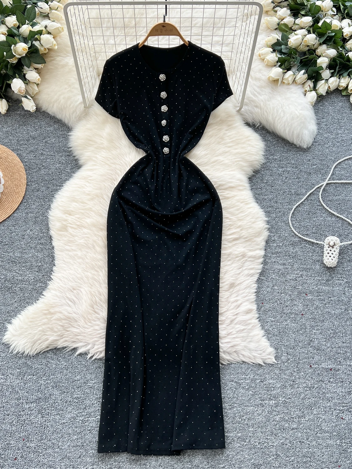 T-shirt d'été pour femmes, taille haute, coupe cintrée, rond, bouton fleur Ne Rose, dr coréen, pour les déplacements