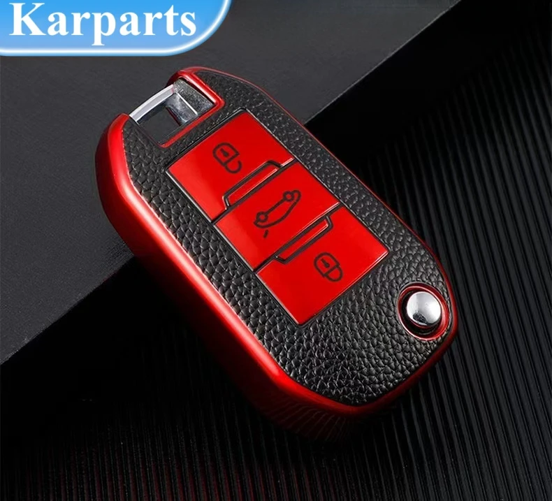 

Leather Car Flip Key Case Cover Shell For Peugeot 208 308 408 508 2008 3008 4008 5008 For Citroen C3 C4 CACTUS C6 C8 Accessories