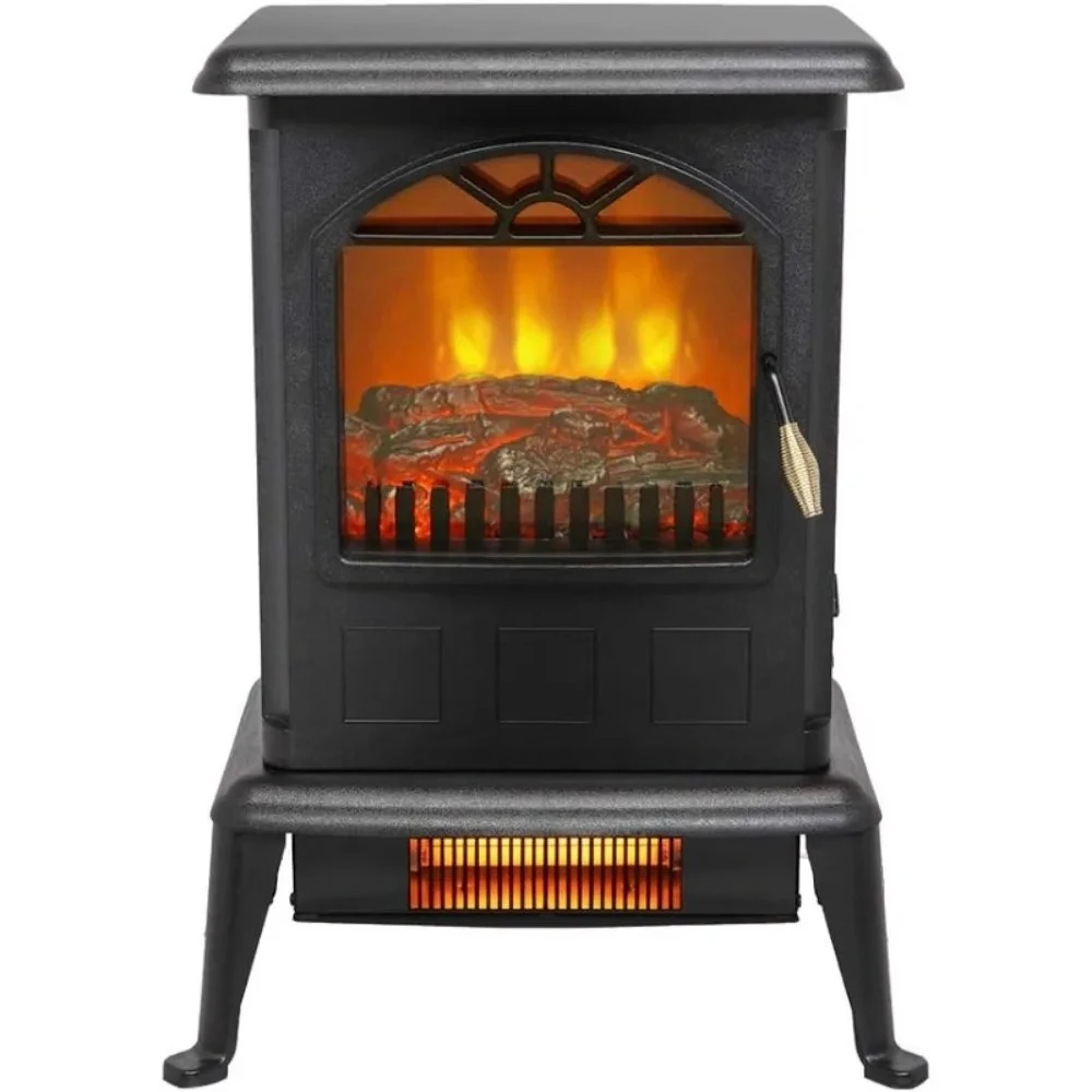 

Realistic Flame Electric Fireplace,Freestanding Infrared Stove Heater with 2 Heating Modes, Knob Control, Overheating Protection