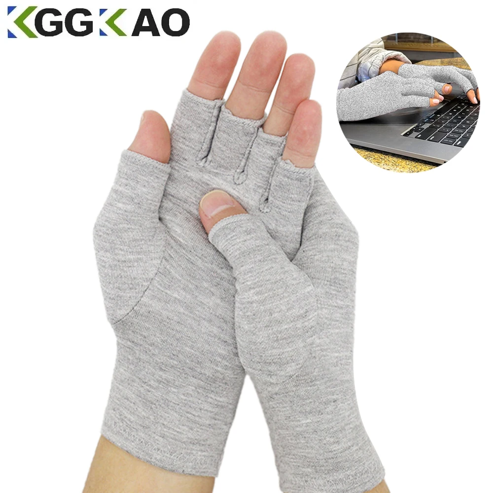1Pair Bamboo Arthritis Gloves - Compression Gloves for Arthritis & Joint Pain Support - Men's & Women's Fingerless Gloves