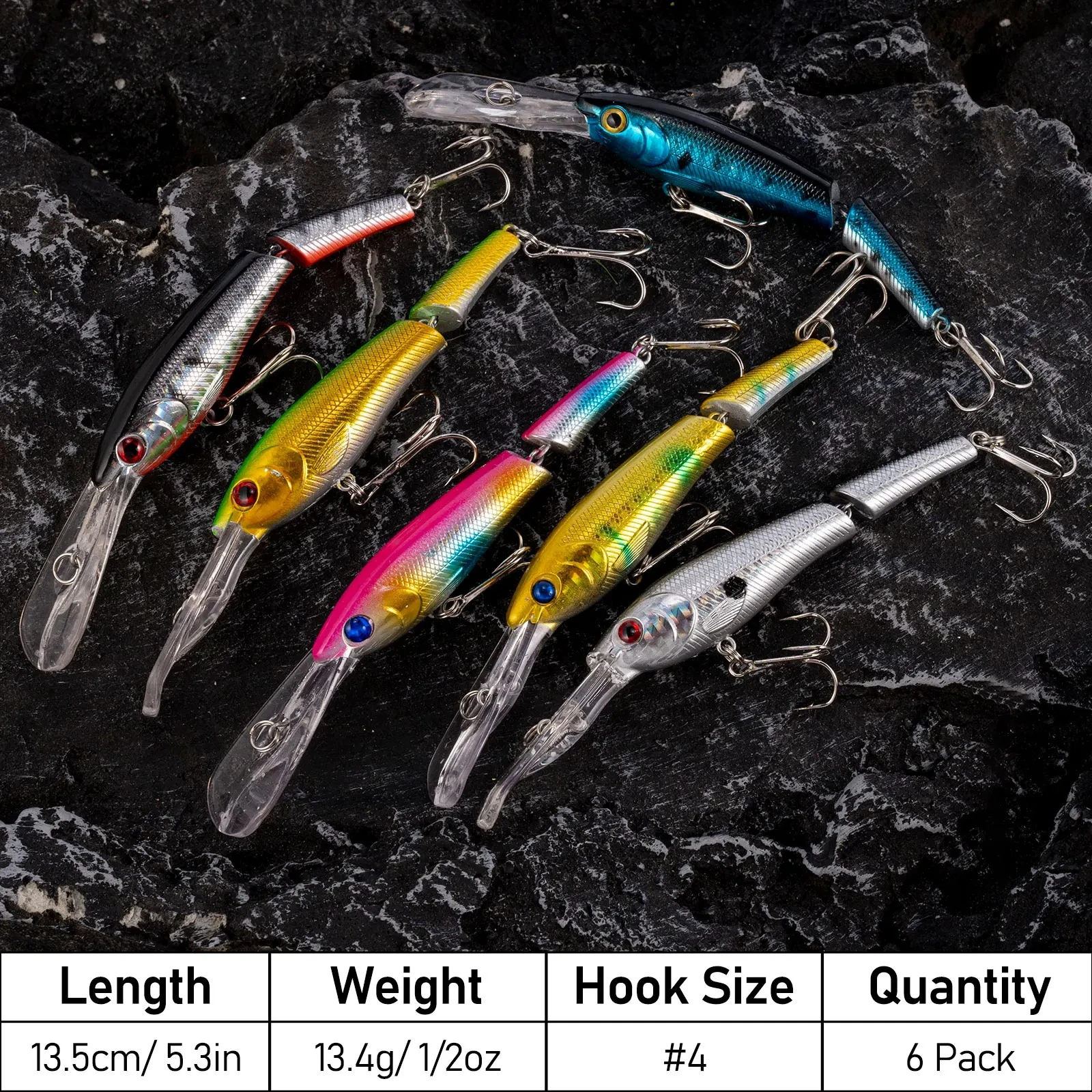 13.4g Multi-Jointed Sinking Jerkbait, 2-Segment Hard Swimbaits for Bass Pike, Lifelike Artificial Lure Tackle