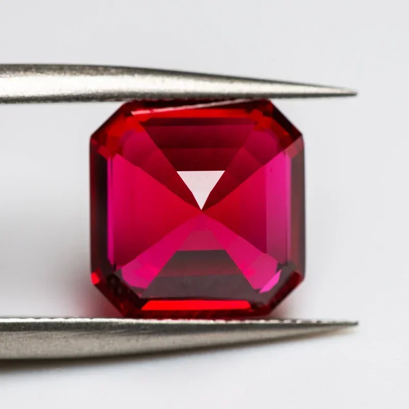 Lab Grown Ruby Asscher Square Shape Pigeon Blood Red VVS1 Gemstone for Diy Jewelry Making Materials Selectable AGL Certificate