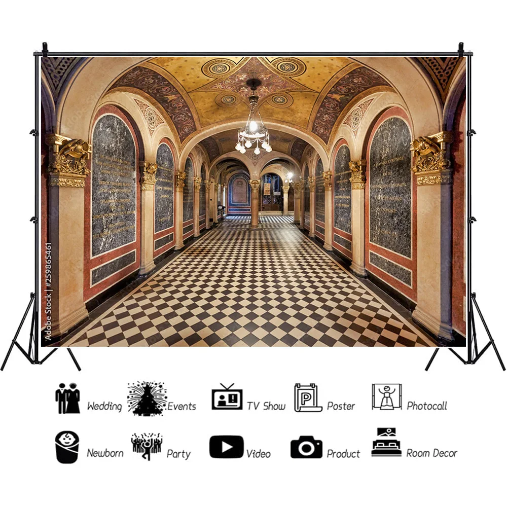 Auditorium European Style Church Photography Backdrop  Architecture Zagreb Cathedral Photo Studio Background JT-19