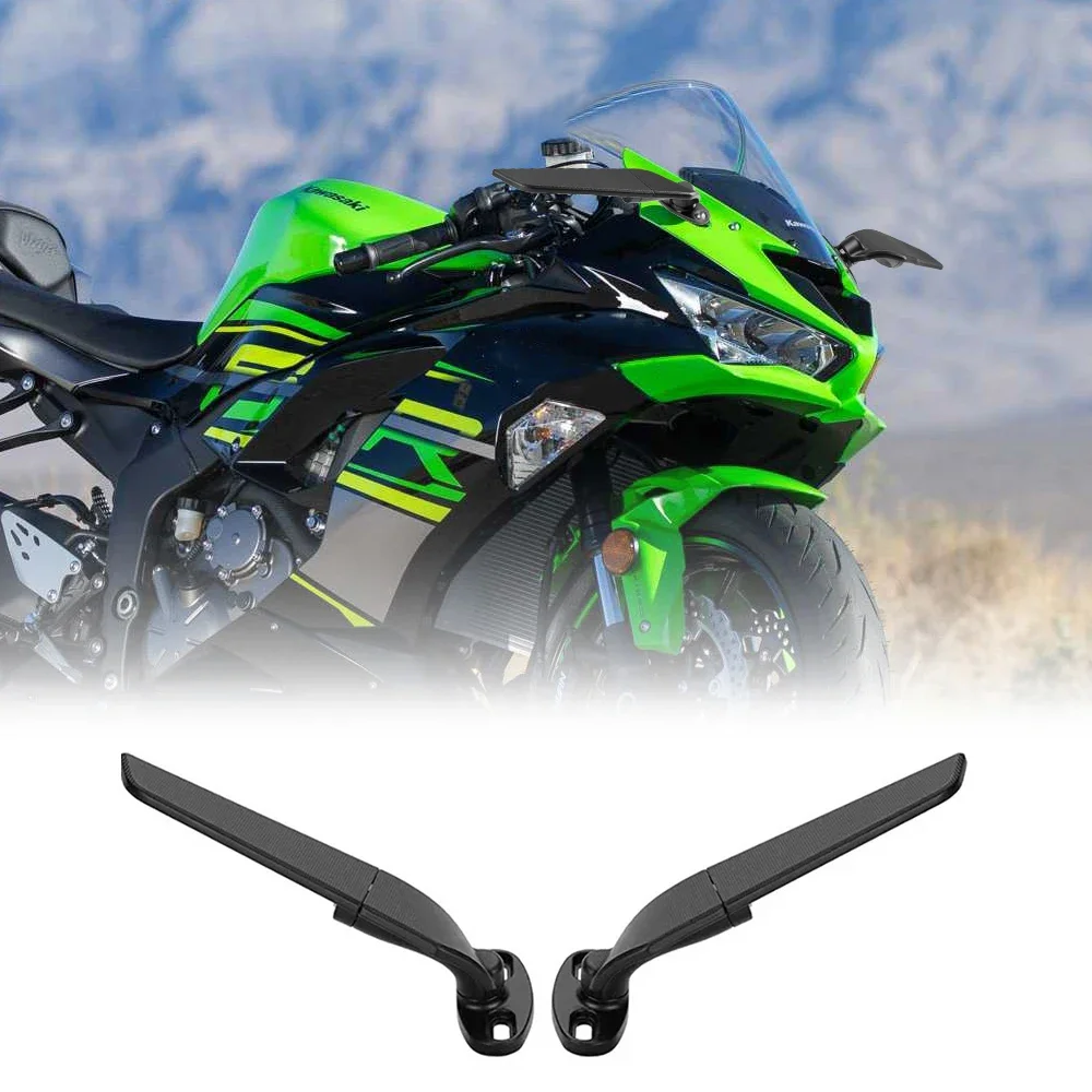 id Motorcycle 2PCS Rearview Mirrs Wind Wing Adjustable Rotating Side Mirrs for KAWASAKI NINJA 250 300 400 650 H2 H4 #2