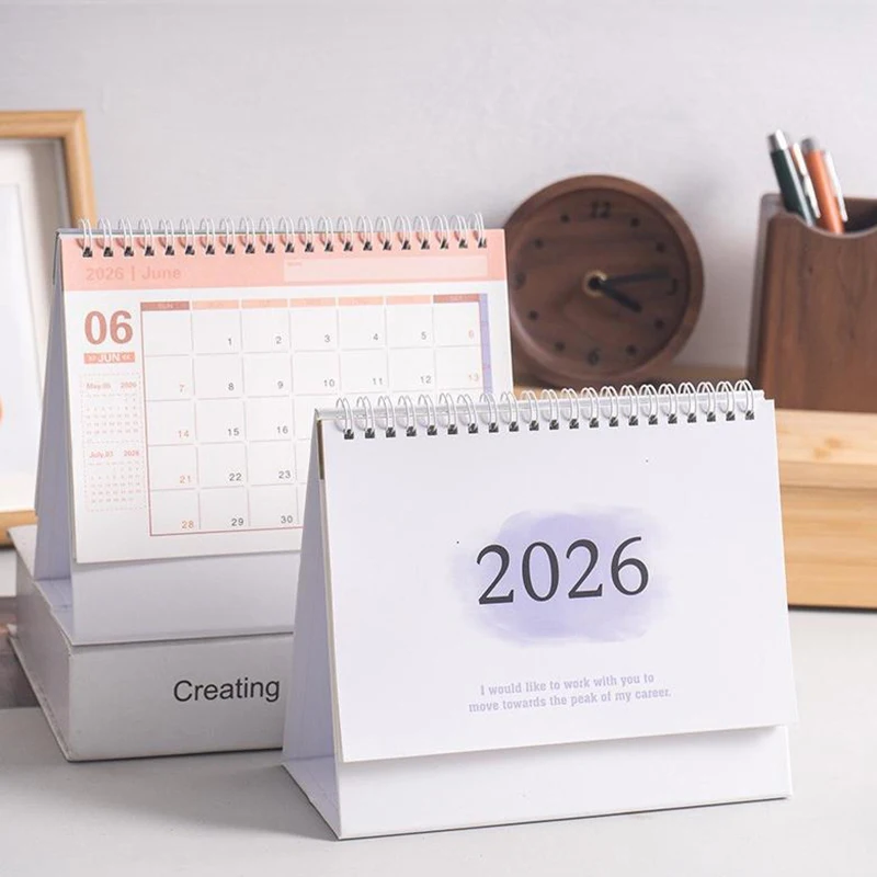 Gradient Desk Calendar 2026 English Version Calendar Creative Coil Calendar Planner Desktop Decoration Office Stationery