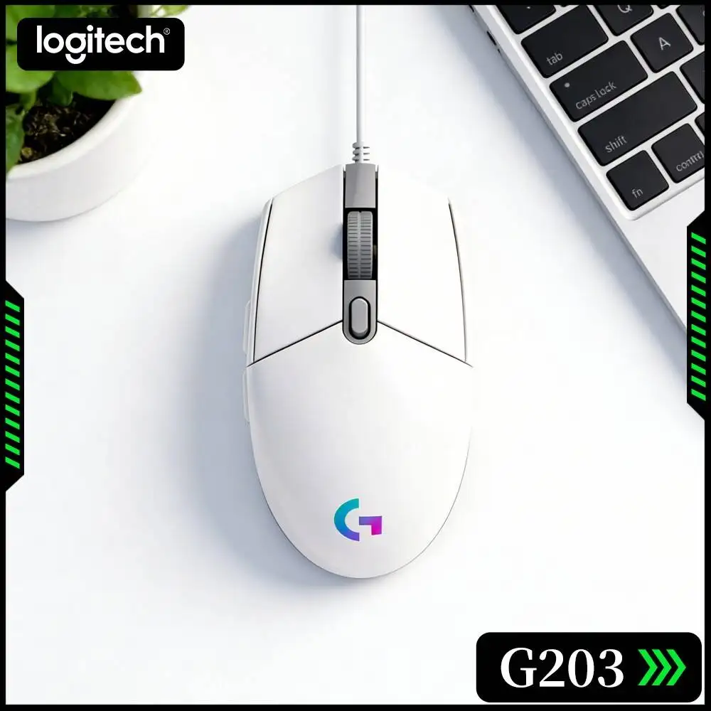 Logitech G203 Wired Gaming Mouse Diversified RGB Presentation Responsive Keys Variable DPI USB Desktop Notebook