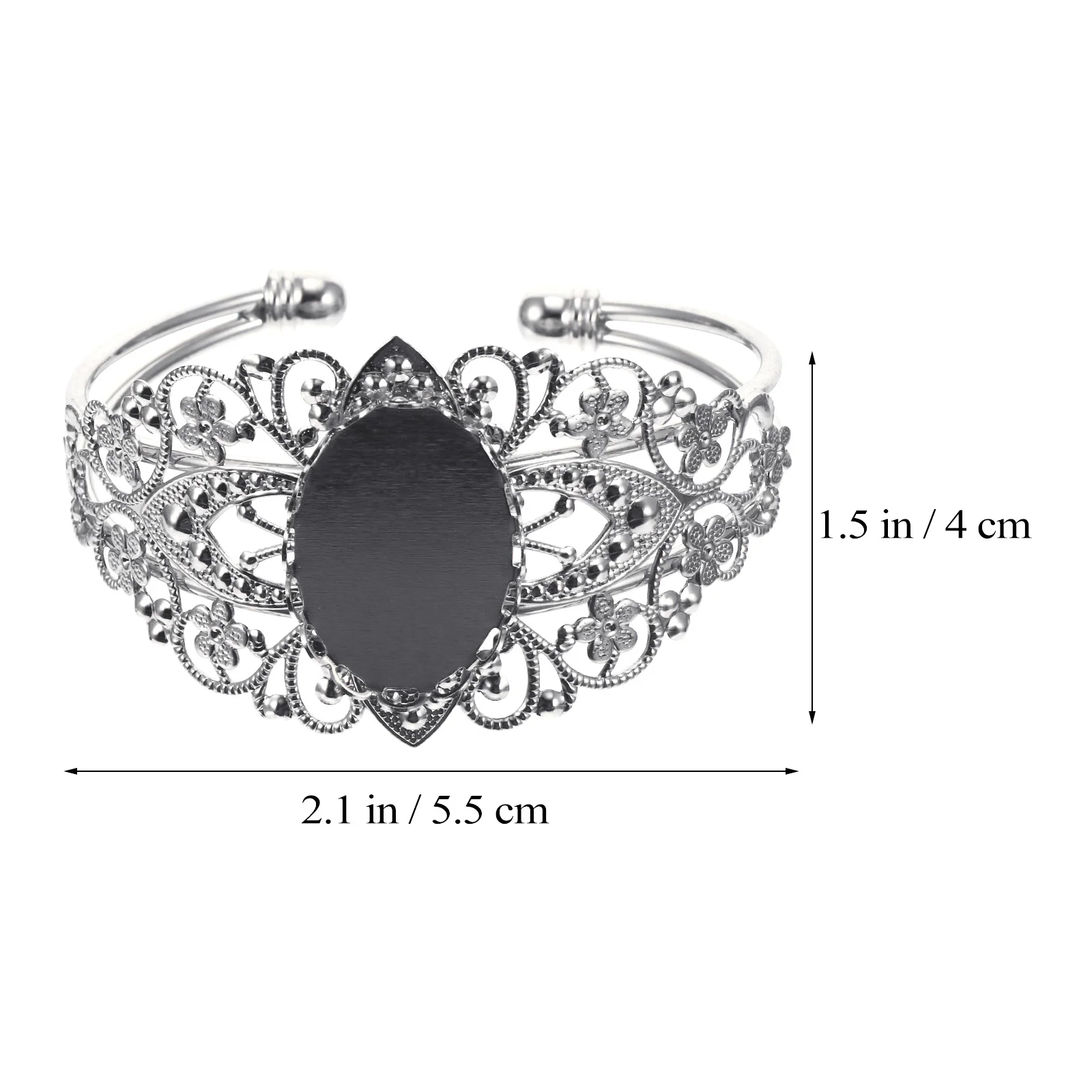 

5pcs Adjustable Gemstone Bezel Bangle Bracelet Oval Blank Cuff Tray For Jewelry Making Crafts Diy Accessory Gift Set