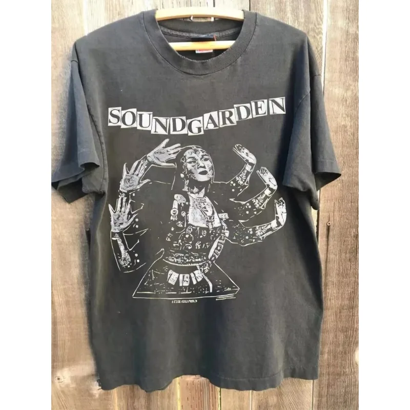 Neutral T-shirt reprints Harajuku men's pattern T-shirt Soundgarden Tour 1994 Australian band Charcoal