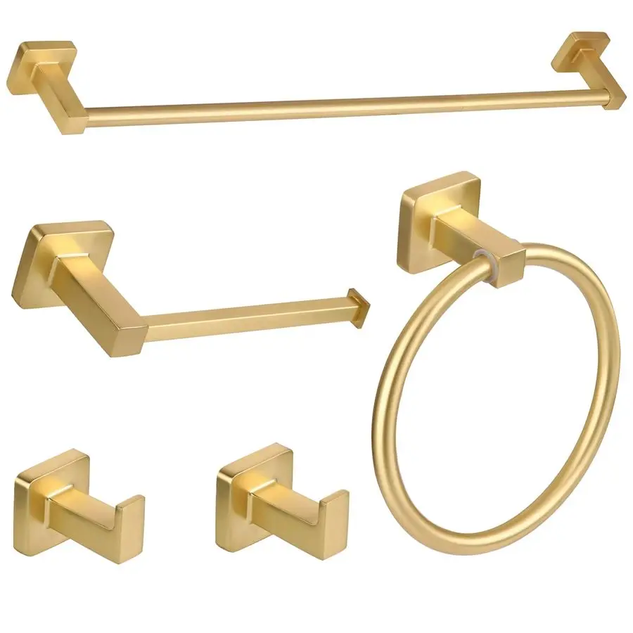 

Pieces Brushed Gold Bathroom Hardware Accessories Set,Stainless Steel 23.6 Hand Towel Bar Set Gold, Toilet Paper Holder, Towel H
