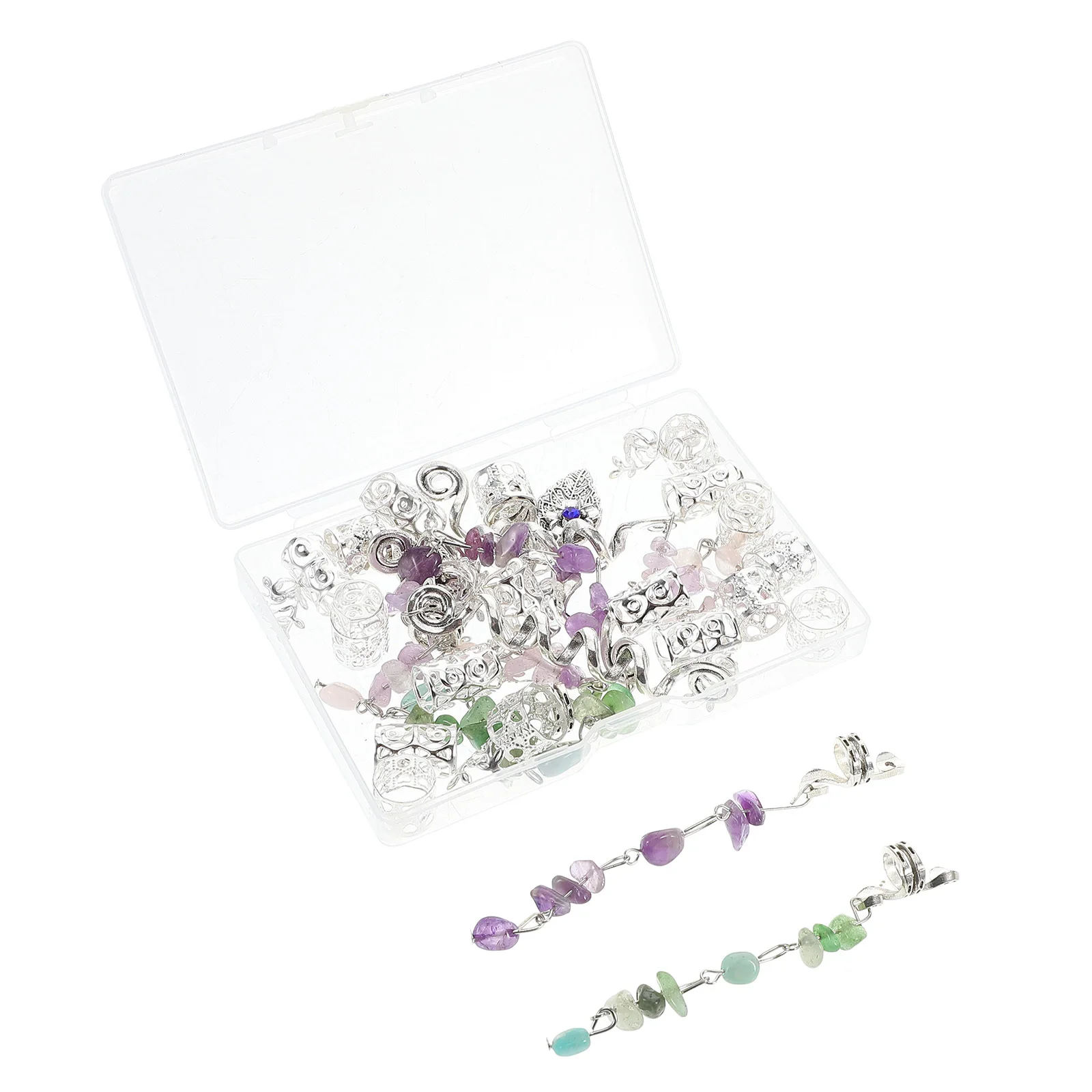 

Набор металлических пружинных шармов для дредов с натуральными камнями, аксессуары для плетения кос и дредов, украшения для волос для женщин