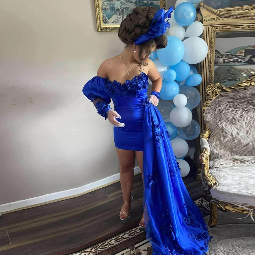 

Mini Short Satin Cocktail Dress Sheath One Shoulder Cocktail Gown With Flowers Holiday Party Gown Beading Prom Dress