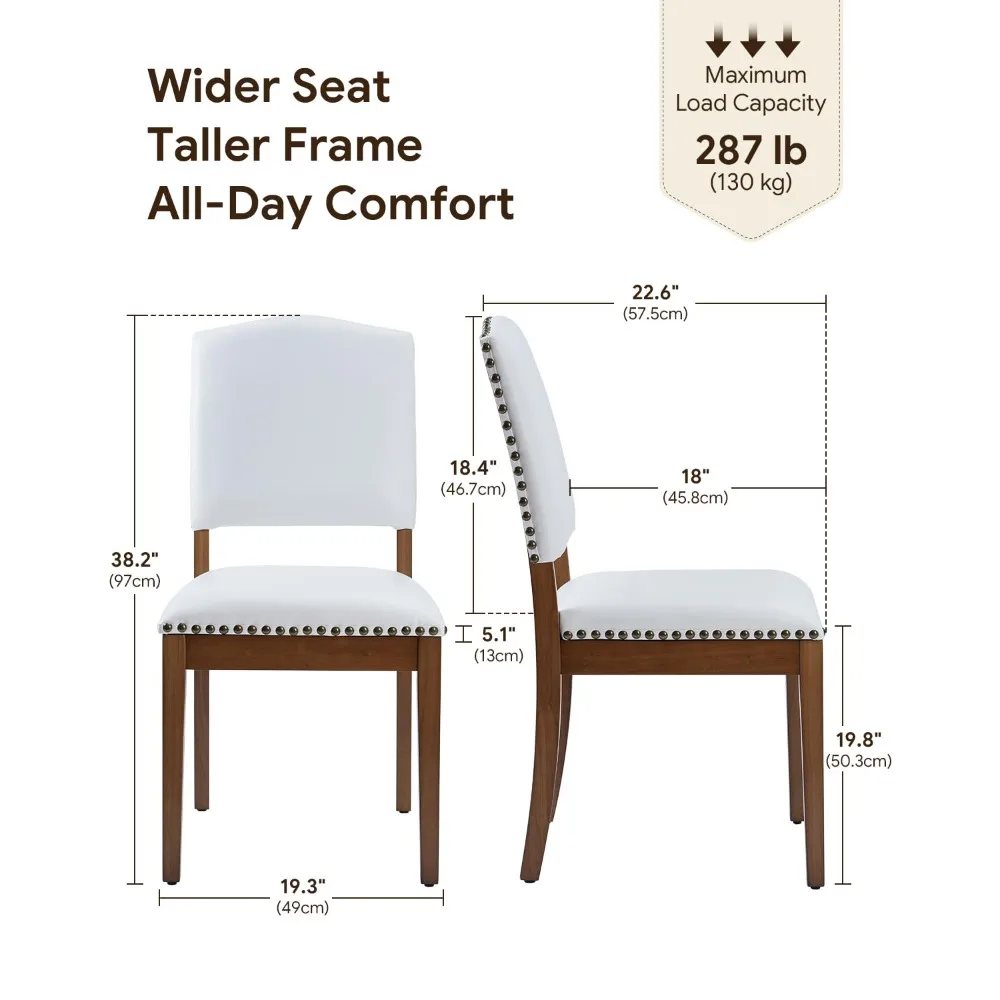 PU Leather Parsons Dining Chairs Set of 6 with Nailhead Trim, High Back & Wood Legs for Dining Room, Kitchen, Living Room,Custom