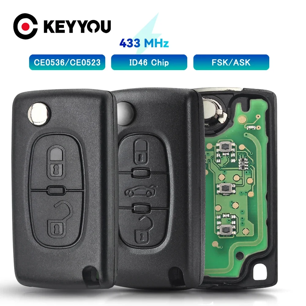 KEYYOU 434Mhz ASKFSK dla Peugeot 107 207 307 308 407 607 dla Citroen C2 C3 C4 C5 C6 C8 Xsara Picasso CE0523 Ce0536 VA2/Hu83