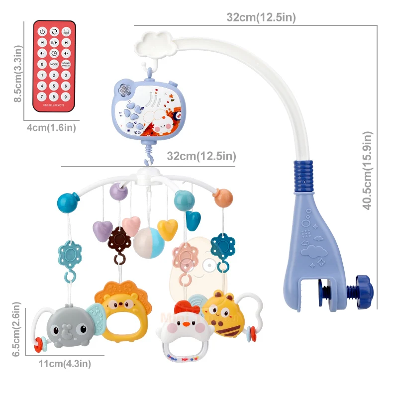 Mainan bayi 0 12 bulan kerincingan musik tempat tidur bayi berputar jarak jauh ponsel bel tempat tidur lampu malam korsel untuk hadiah bayi baru lahir
