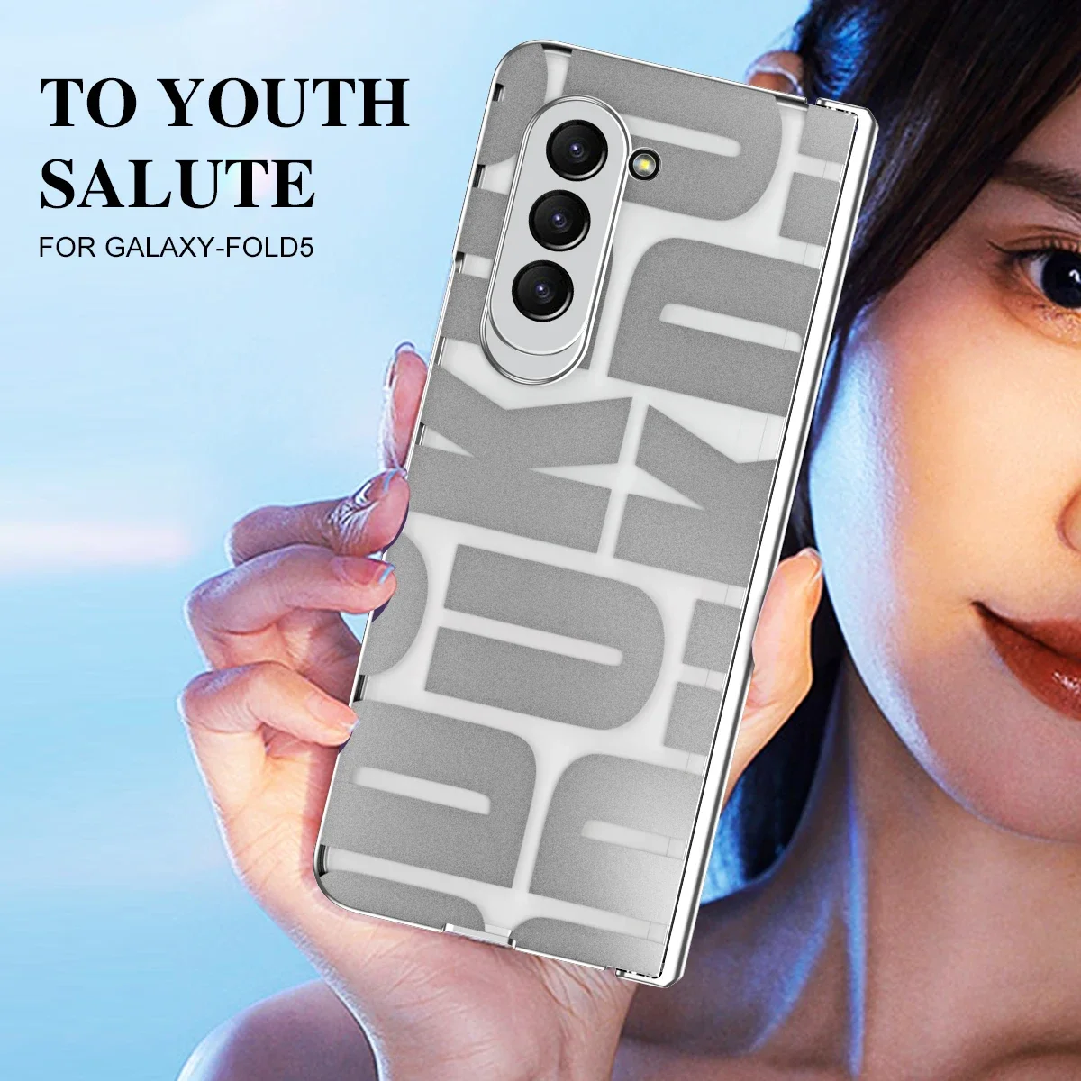 Phone Case For Samsung Galaxy Z Fold 6 5 4 3 5G With Front Screen Glass Colorful Plating Meets Hinge Plastic Back Cover K02