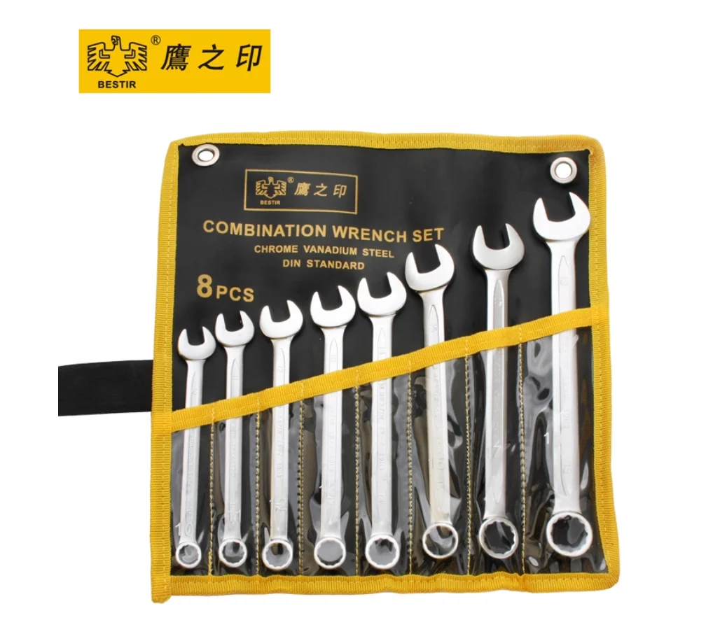BESTIR tool Matte surface combination spanner wrench set CHROME VANADIUM steel 8-17mm 10-19mm 8-22mm 8-24mm 6-32mm car tool