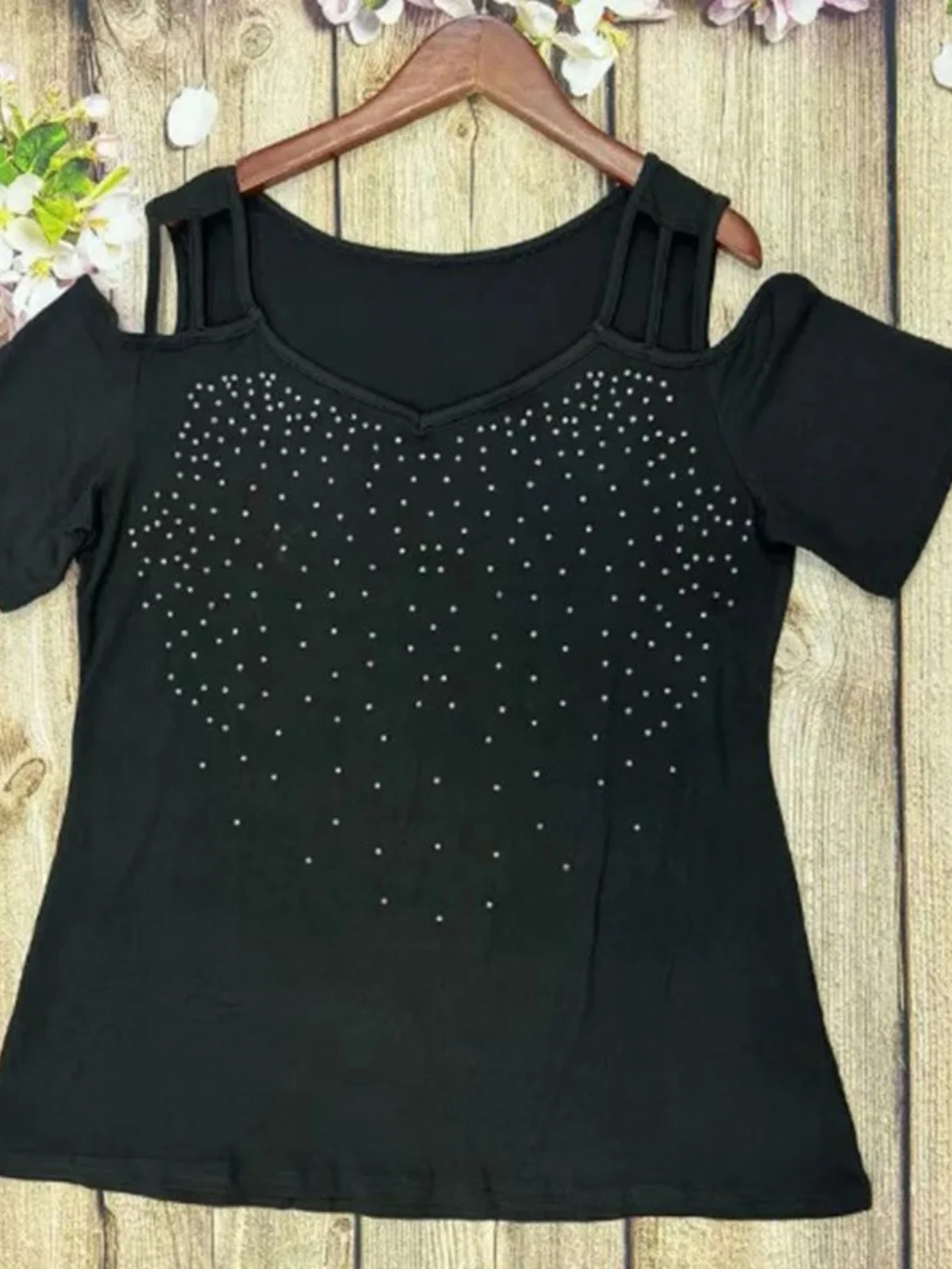 Haut évidé à épaules dénudées pour femmes, couleur rue, coupe ample, ort Sve, T-shirt rond d'été Ne