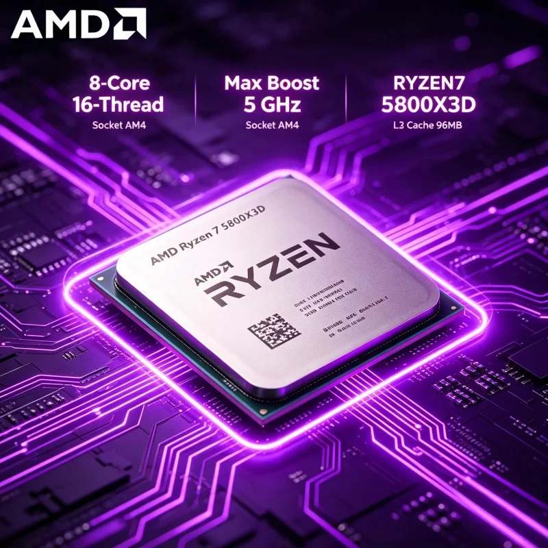 

AMD R7 5800X3D 8 Core 16 Thread 5GHz 96MB DDR4 105W AM4 Desktop Gaming CPU 5000 Series Tray Pro V30 Unit Max