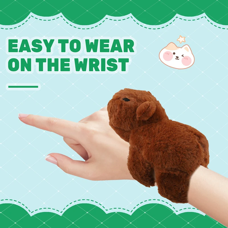 2PCS Capybara Clap Circle Toys Slap Snap Wrap Wristband Bracelet Capybara Plush Panda  Circles Christmas Gift