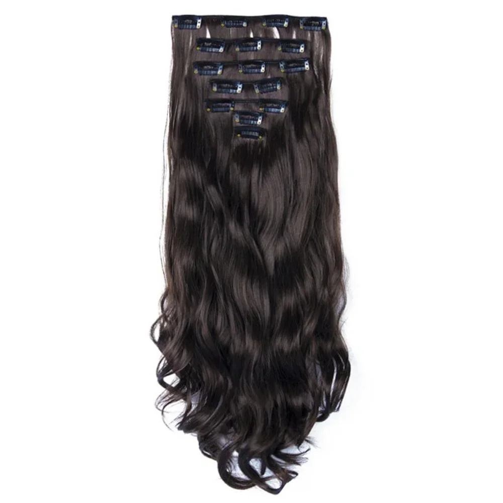 Curly Synthetic Blonde Clip in Hair Extensions Full Head Hair Pieces for Women Postiche Fake Natural Hair