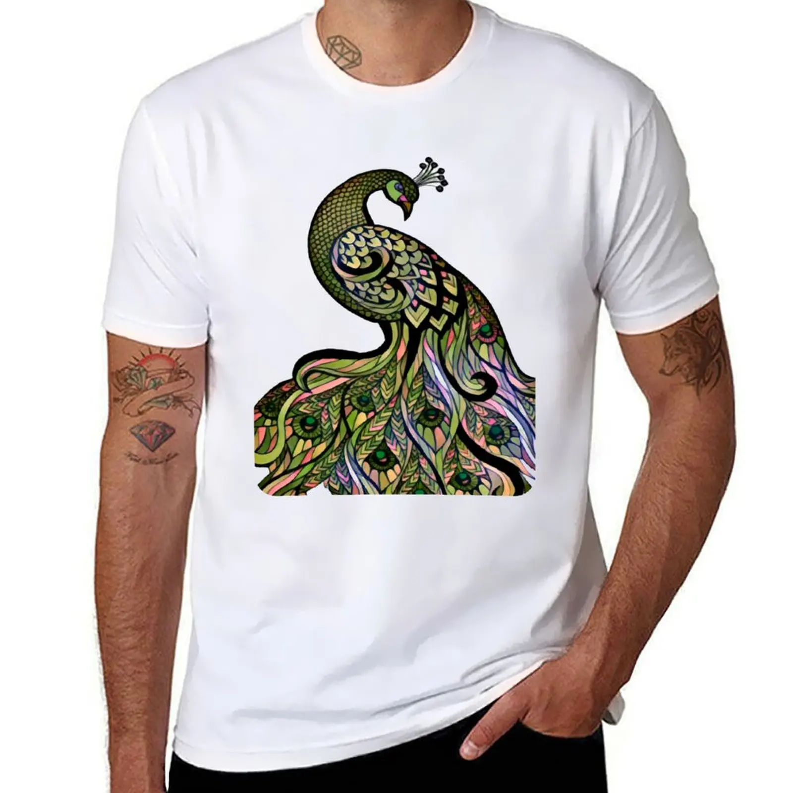 

Elegant Green Peacock Art T-Shirt t shirt man plain t shirt personalised T-Shirt