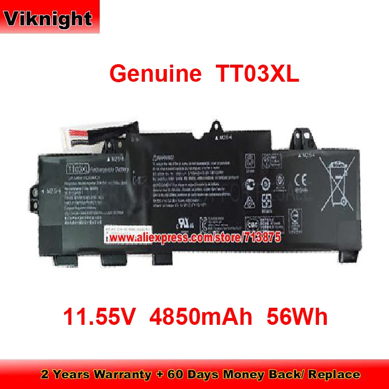 

Genuine TT03XL Battery HSTNN-DB8K for Hp EliteBook 755 G5 850 G5 850 G6 15u G5 (3JZ98AW) 15u G5-42 G5-44 11.55V 4850mAh 56Wh