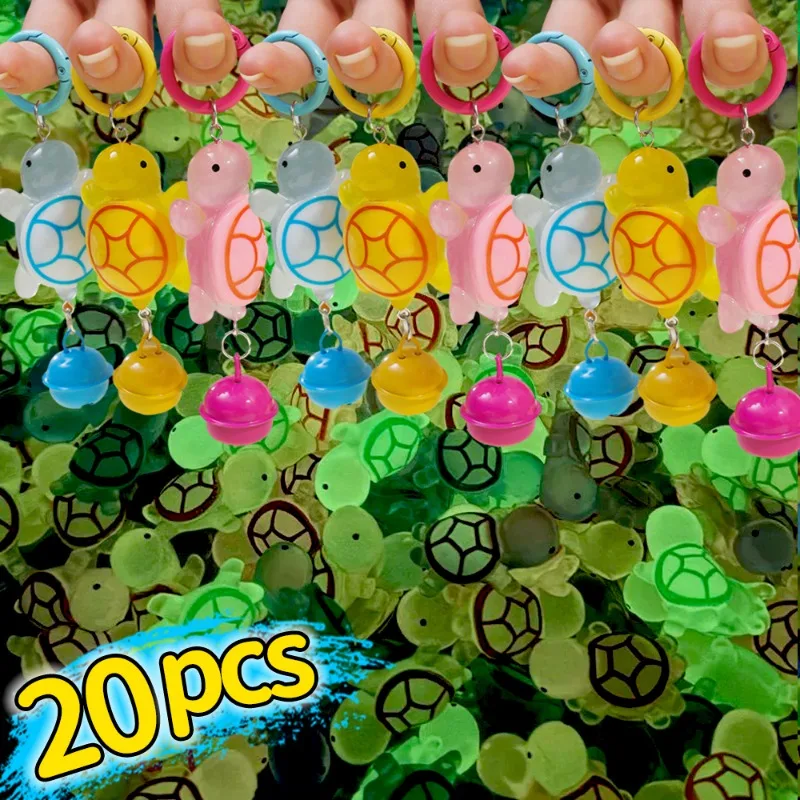 1/20Pcs Colorful Luminous Turtle Keychain Glow in The Dark Sweet Cartoon 3D Backpack Car Phone Pendant Charms Decoration Keyring