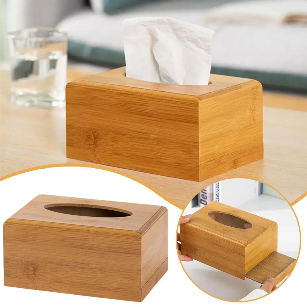 23x12cm Bamboo And Wood Tissue Box Advertising Box Paper Drawing Box Home Storage Box Restaurant Paper Drawing Box Storage Box