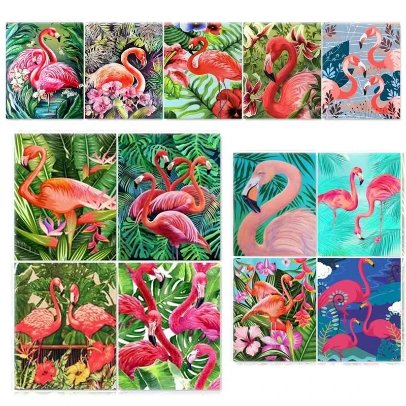 

CHENISTORY DIY Frame Painting By Numbers Animals Flamingo Zero Basis Handpainted Coloring By Numbers Home Decors Diy Gift