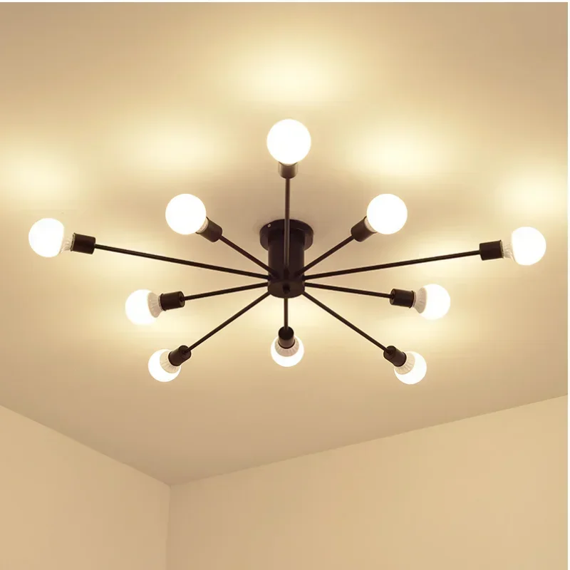 

Vintage Spider Retro Iron Ceiling Lights Black/White 6/8/10 Sockets Lamp Chandelier Lighting Fixture for Living Room