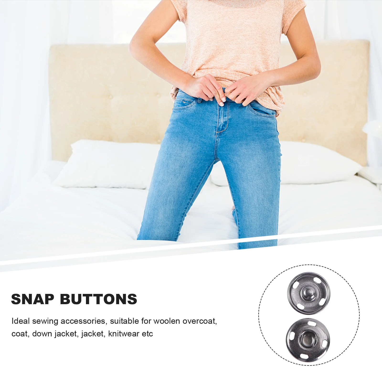

50Sets Metal Snaps Fasteners Brass Sew on Snap Buttons Press Studs for Coat Woolen Overcoat Down Jacket Knitwear