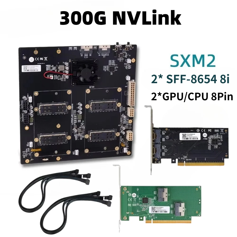 Scheda Grafica Nvidia V100 SXM2 300G Integrata Nvlink Lite Doppia Scheda Scheda Adattatore Sxm2 Plx8749 Computing Ai Semplificato Aom-Sxmv-image