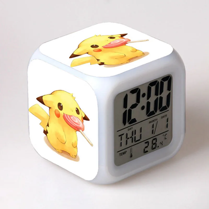 Pokemon Cartoon Pikachu Ash Ketchum Anime Night Light cambia colore sveglia camera da letto decorazione della casa bambini amici regalo giocattolo