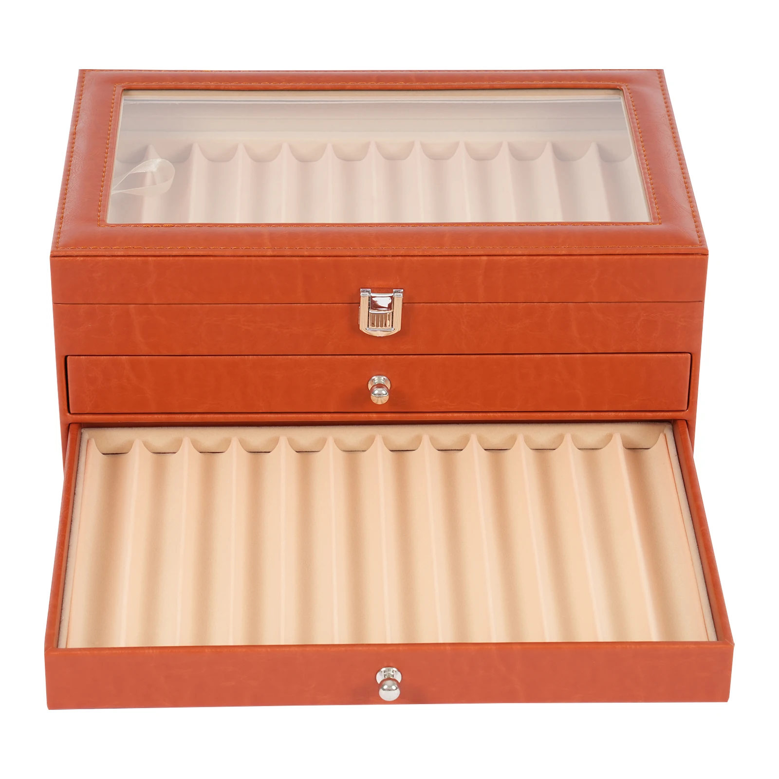 Vitrine de caneta tinteiro-casaco de exibição de coleção de caneta, caixa de exibição de armazenamento de caneta tinteiro de 3 camadas, 36 slots, caixa de coletor de madeira