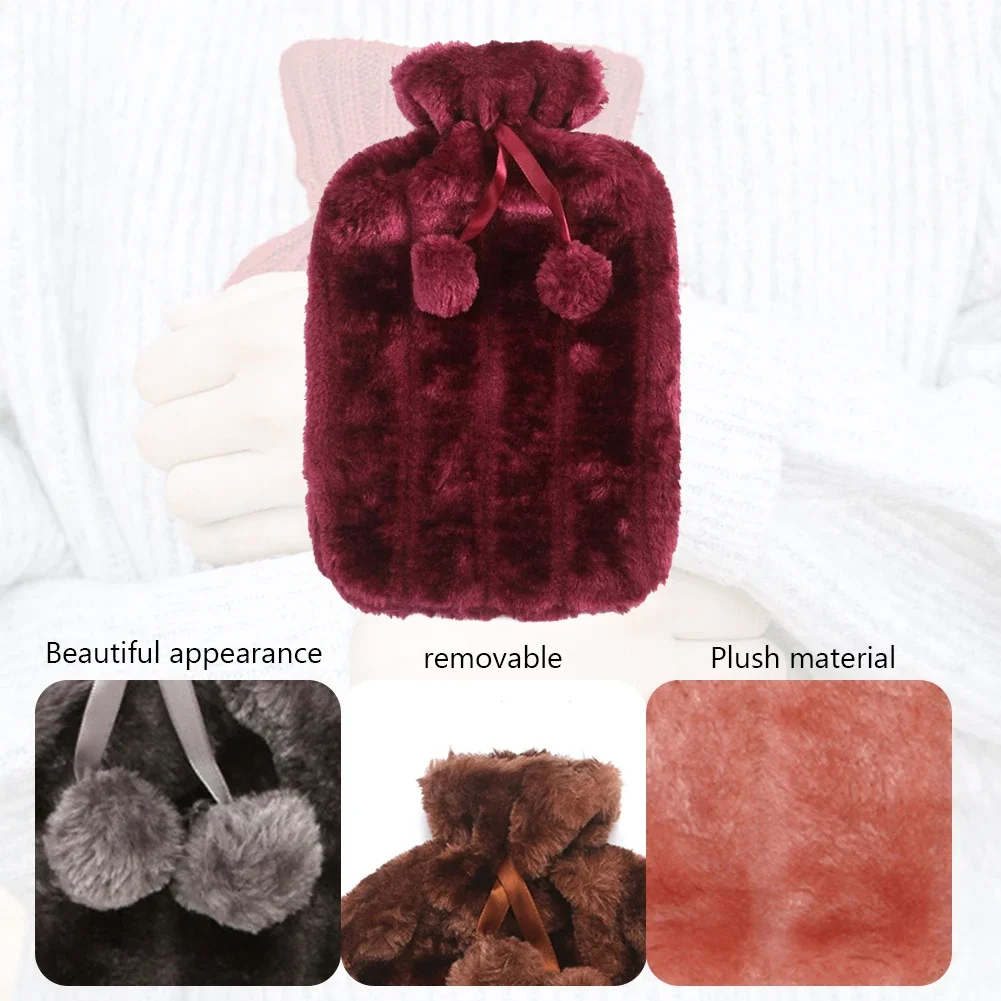 2000ml Removable Fleece Hot Water Bottle Cold-proof Heat Preservation Covers