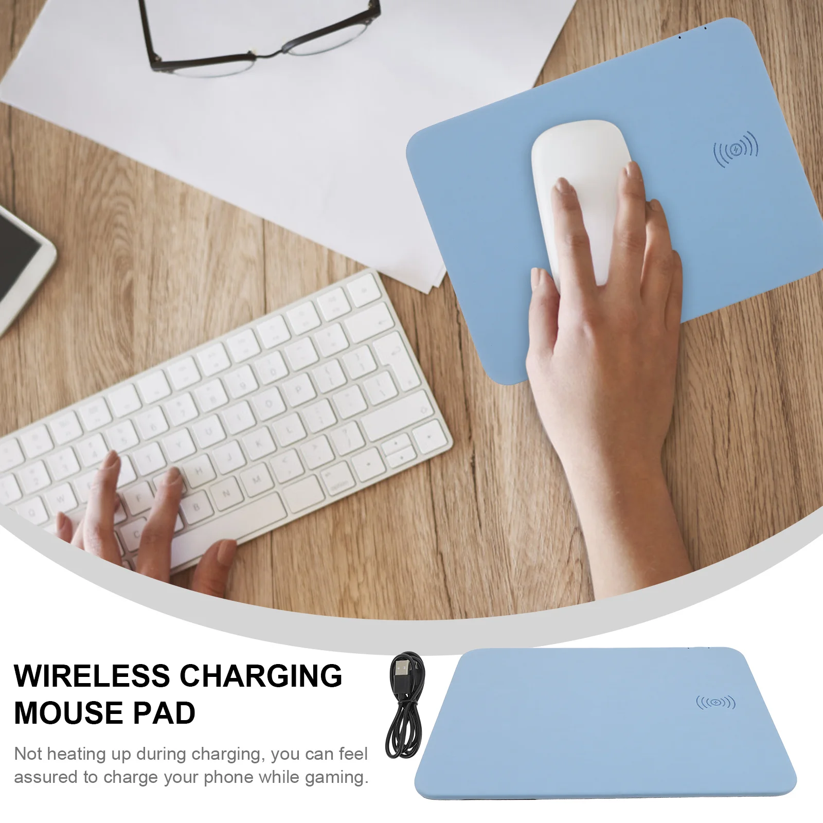 

Wireless Charging Mouse Pad 15W Large Gaming Mousepad Fast Charging Mat Desk Accessories Multi-Functional