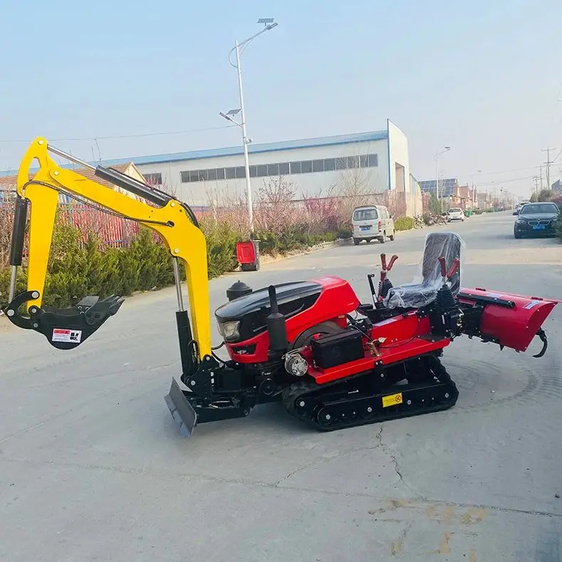 Customized Precision-Tilling Multi-Functional Mini Cultivator Crawler Tractor 22HP Heavy Duty with Excavator Tool