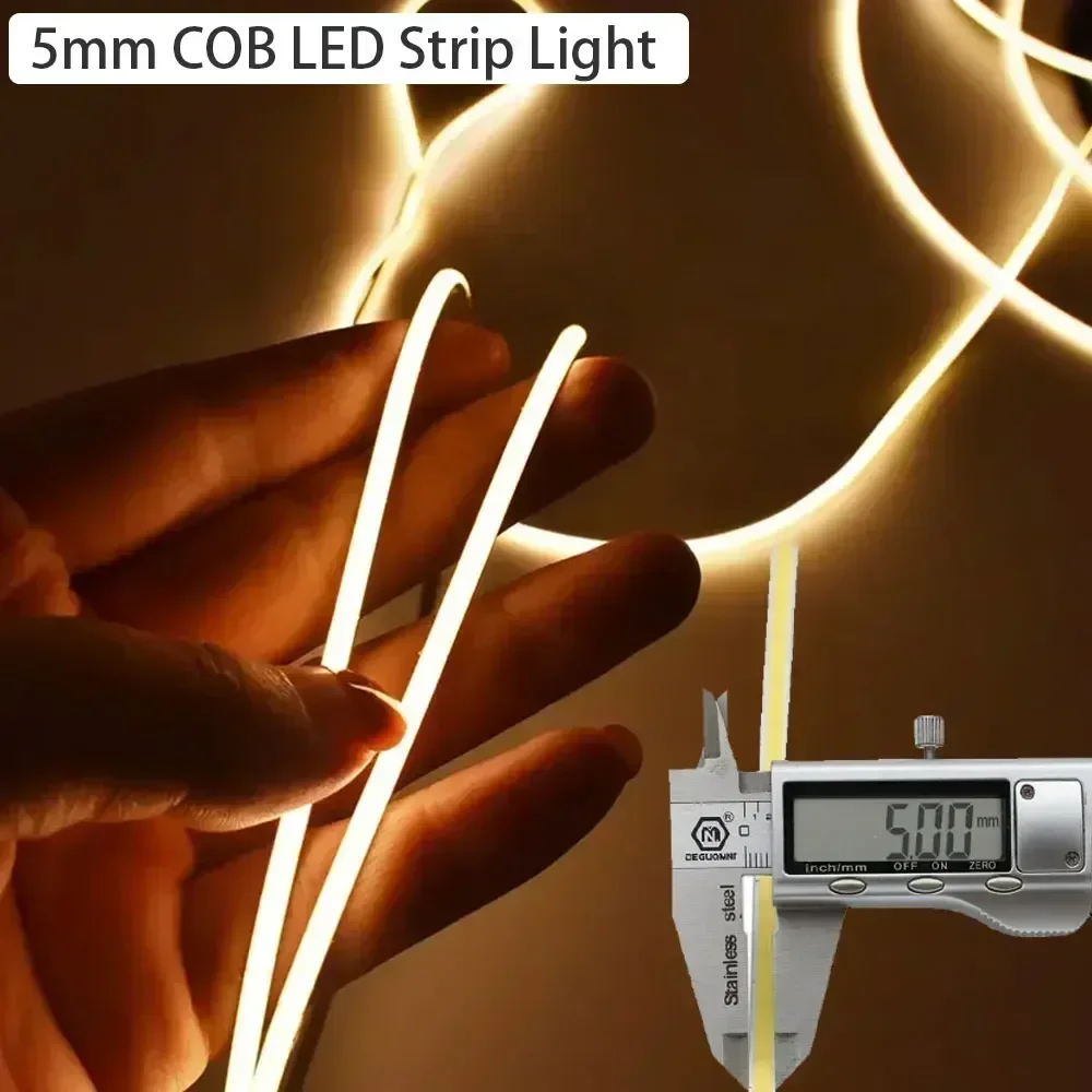 COB LED Strip Flexible High Density LED Strip 5mmCOB Bar LED Light Warm 3000K White 6500K for Bedroom Kitchen Home