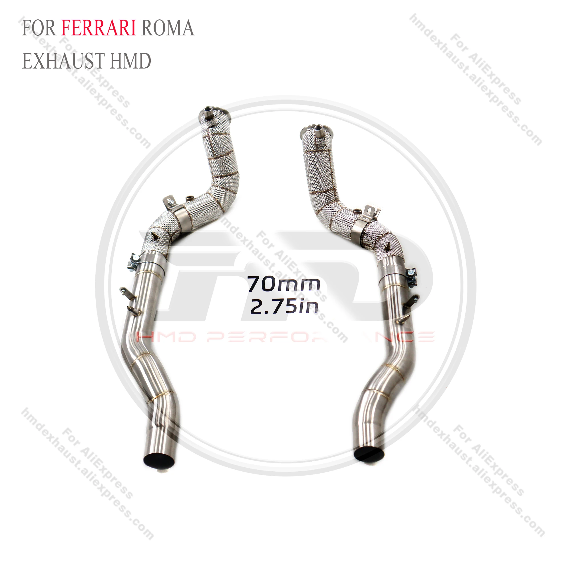 

Даунпайп для Ferrari Roma с выхлопной системой HMD с теплозащитным экраном, сертификация качества исполнения