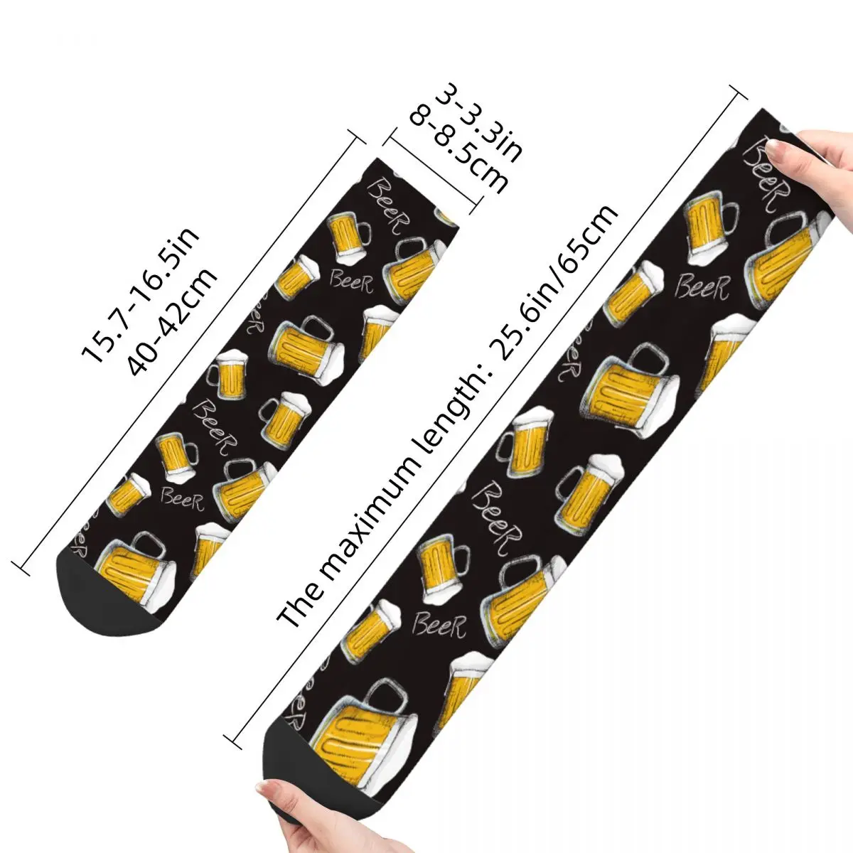 Fashion Men\'s Socks Hip Hop Beer Mug Pattern Sock Polyester High Quality Women\'s Stockings Spring Summer Autumn Winter