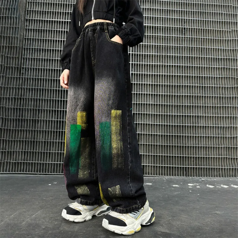 

Брюки с широкими штанинами для девочек 5-15 лет, на весну/осень