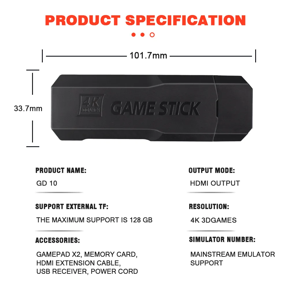 คอนโซลเกม Retro 4K 60fps HDMI Output Low Latency เกมทีวี Stick 2.4G ที่จับแบบคู่แบบพกพาเกมคอนโซลสำหรับ PSP PS1 GBA