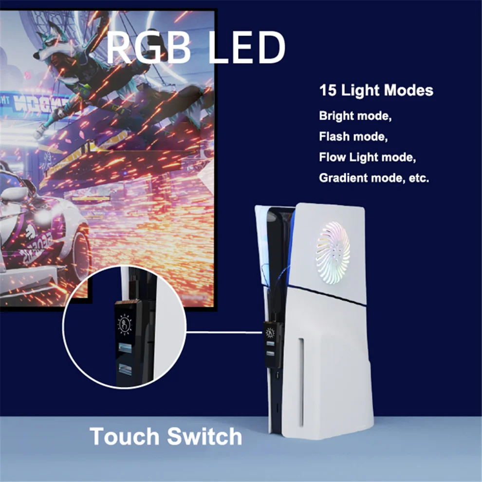 ألواح غطاء IPLAY بشريط ضوء RGB ، بلاي ستيشن 5 ، قرص نحيف ، نسخة رقمية ، تنفيس تبريد