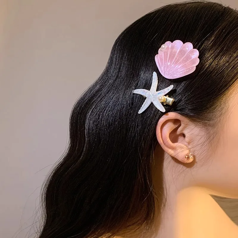 Elegante Seestern-Stern-Muschel-Haarspangen für Frauen und Mädchen, Haarnadel-Kopfbedeckung, geeignet für den täglichen Gebrauch, Haarspangen, Haar-Accessoires, Ornament – Detail 4